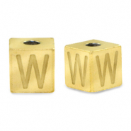 Stainless steel beads letter W Gold