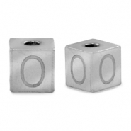 Stainless steel beads letter O Silver