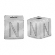 Stainless steel beads letter N Silver