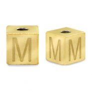 Stainless steel beads letter M Gold
