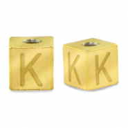 Stainless steel beads letter K Gold