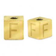 Stainless steel beads letter F Gold