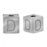 Stainless steel beads letter D Silver
