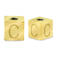 Stainless steel beads letter C Gold