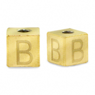 Stainless steel beads letter B Gold