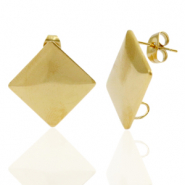 Stainless steel earrings/earpin square with loop Gold