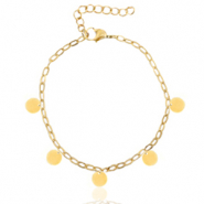 Stainless steel anklets belcher chain coins Gold