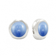 DQ European metal beads Pearl Blue-Antique Silver (nickel free)