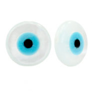 Shell beads disc Evil Eye White