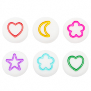 Acrylic letter beads icon mix White-Multicolour