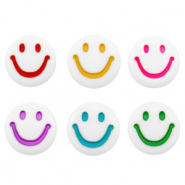 Acrylic letter beads smiley White-Multicolour
