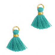 Tassels 1cm Gold-Jade Green