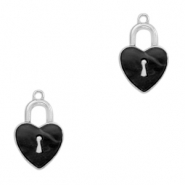 Resin pendants lock heart Silver-Anthracite
