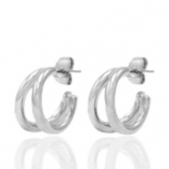 Stainless steel earrings/earpin creole Silver