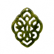 Resin pendants rhombus baroque Dark Olive Green