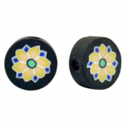 Polymer beads flower Black-Yellow