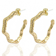 Brass TQ metal earrings/earpin creole Gold