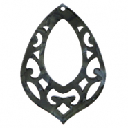 Resin pendants baroque drop Black