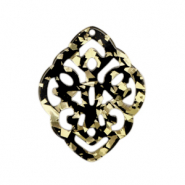Resin pendants baroque rhombus Champagne-Black