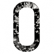Resin pendants oblong oval Silver-Black