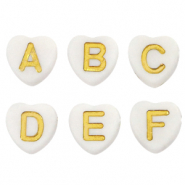 Acrylic letter beads heart White-Gold