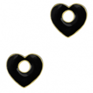 Brass TQ metal charms heart Gold-Black