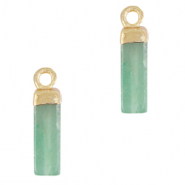 Natural stone charms tube Crysolite Green-Gold