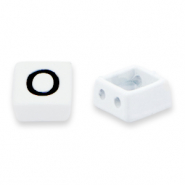 Tile beads O White-Black