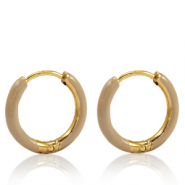 Stainless steel earrings creole enamel 14mm Nude Brown-Gold