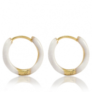 Stainless steel earrings creole enamel 17mm White-Gold
