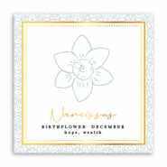 Jewellery cards Birth flower December-Narcissus Greenish Grey