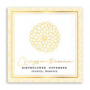 Jewellery cards Birth flower November-Chrysant Sunshine Yellow