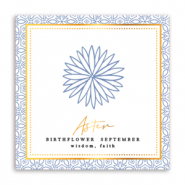 Jewellery cards Birth flower September-Aster Soft Blue