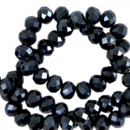 Top faceted beads 6x4mm disc Black-Pearl Shine Coating