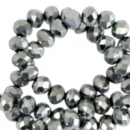 Top faceted beads 3x2mm disc Silver-Pearl Shine Coating