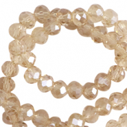 Top faceted beads 3x2mm disc Latte Beige-Pearl Shine Coating