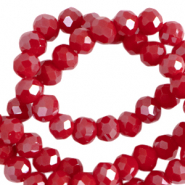 Top faceted beads 3x2mm disc Crimson Red-Pearl Shine Coating