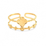 Stainless steel rings flower Gold