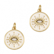 Brass TQ metal charms eye of providence enamel Gold-White