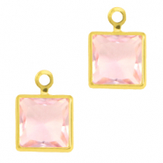 Crystal glass charms square Pink-Gold