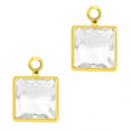 Crystal glass charms square Crystal-Gold