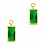 Crystal glass charms rectangle Classic Green-Gold