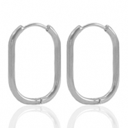 Stainless steel earrings creole oval Silver