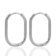 Stainless steel earrings creole oval Silver