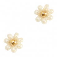 Miyuki flower beads 8mm Cream Beige-Gold