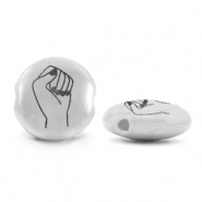 DQ European metal beads fist Antique Silver (nickel free)