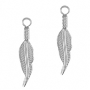 Stainless steel charms feather Silver