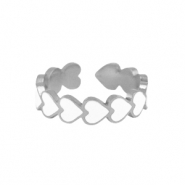 Stainless steel rings enamel heart White-Silver