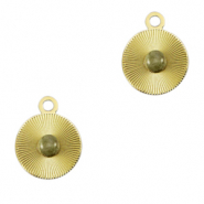 Stainless steel charms 12mm with natural stone Gold-Horizon Gray
