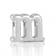 DQ European metal letter beads M Antique Silver (nickel free)